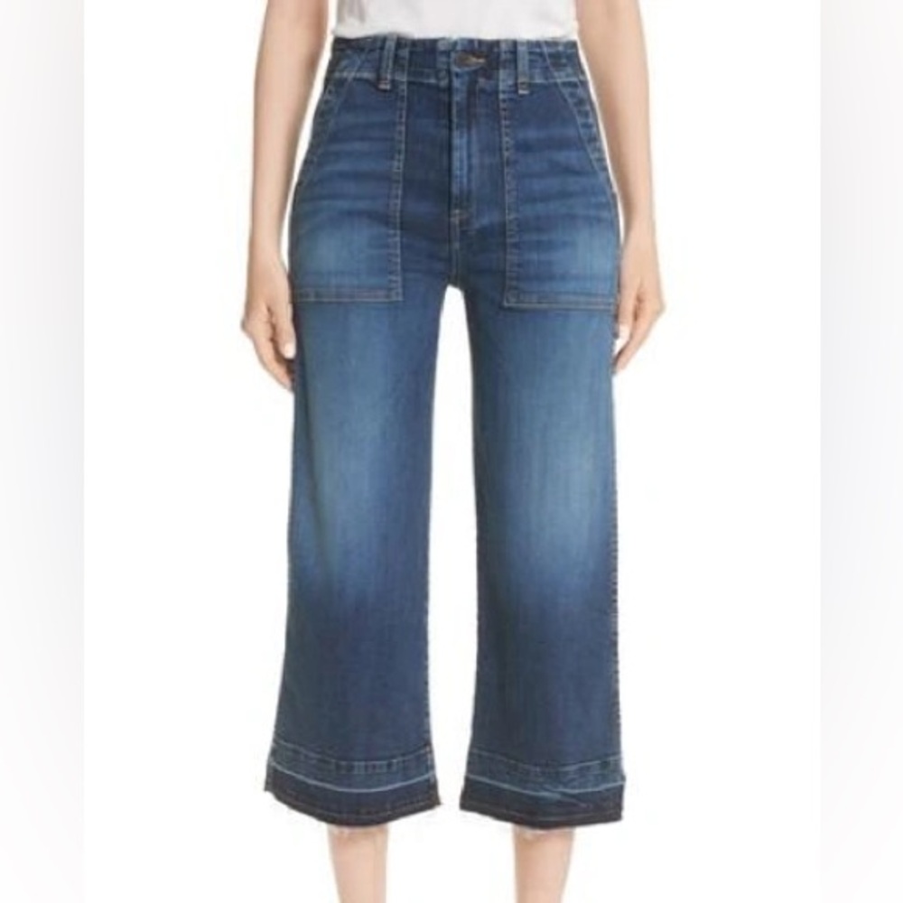 VERONICA BEARD LOU RELEASED HEM GAUCHO JEANS in RIVER